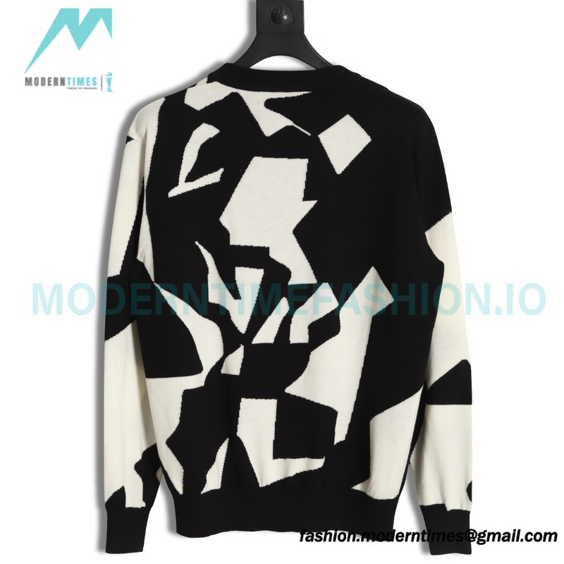 Louis Vuitton - 23FW Black And White Geometric Crewneck Sweater