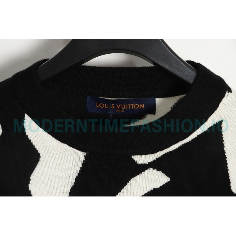 Louis Vuitton - 23FW Black And White Geometric Crewneck Sweater