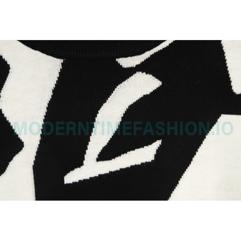 Louis Vuitton - 23FW Black And White Geometric Crewneck Sweater