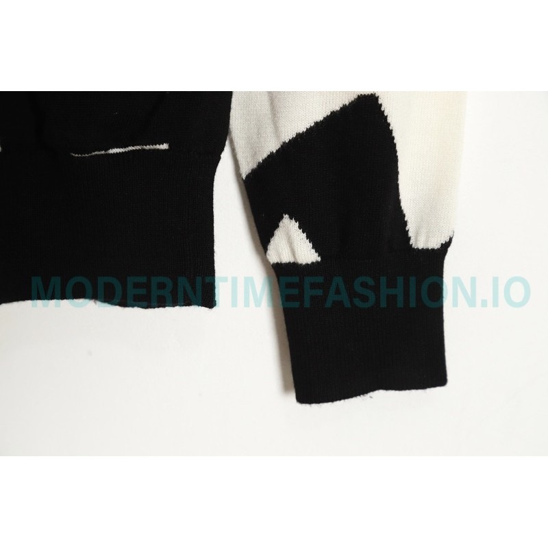 Louis Vuitton - 23FW Black And White Geometric Crewneck Sweater