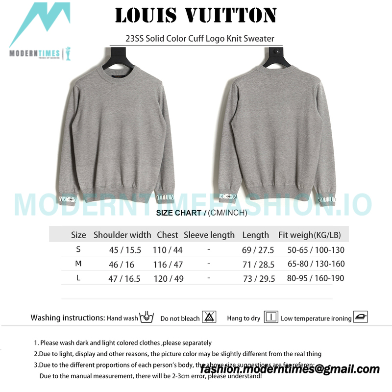 Louis Vuitton - 23SS Solid Color Cuff Logo Knit Sweater