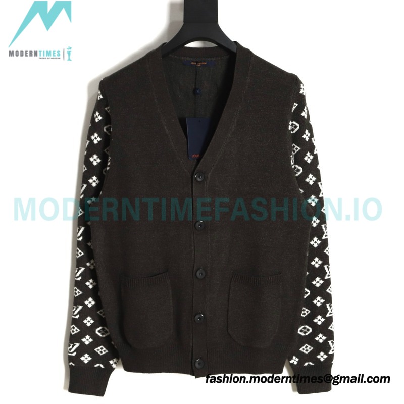 Louis Vuitton - 23FW Monogram Jacquard Single-breasted Long-sleeved Sweater Cardigan