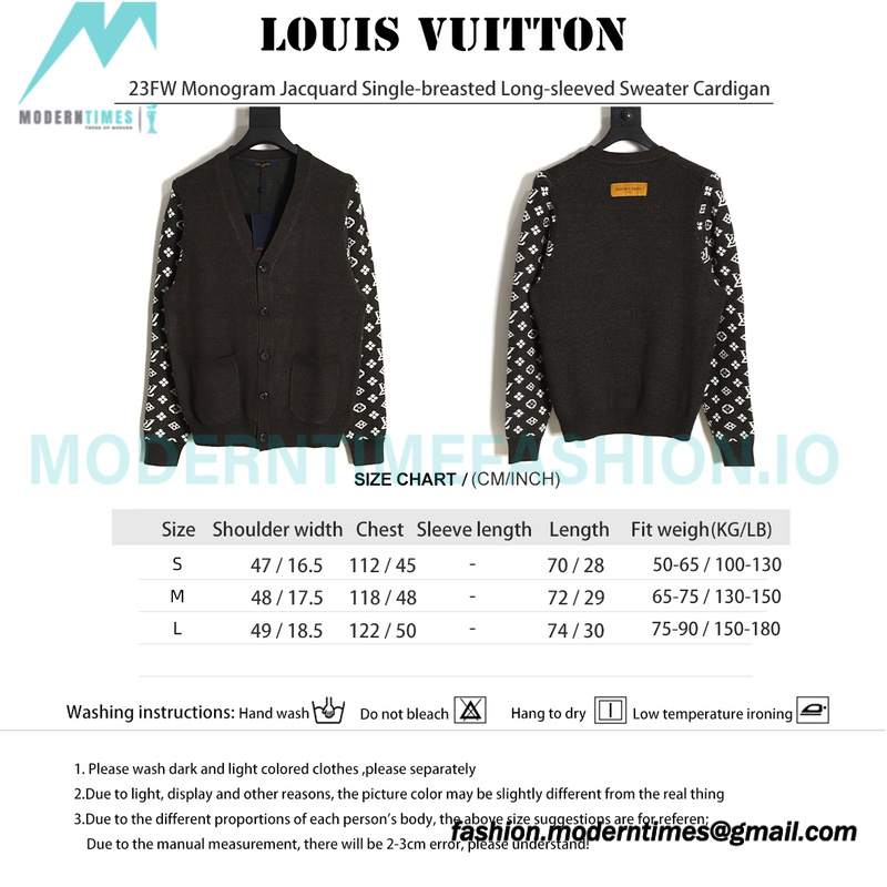 Louis Vuitton - 23FW Monogram Jacquard Single-breasted Long-sleeved Sweater Cardigan