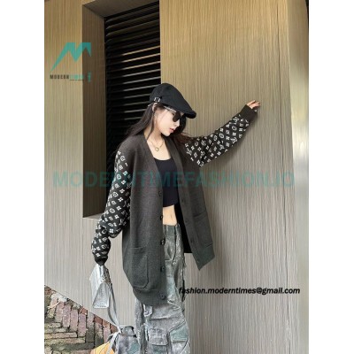Louis Vuitton - 23FW Monogram Jacquard Single-breasted Long-sleeved Sweater Cardigan