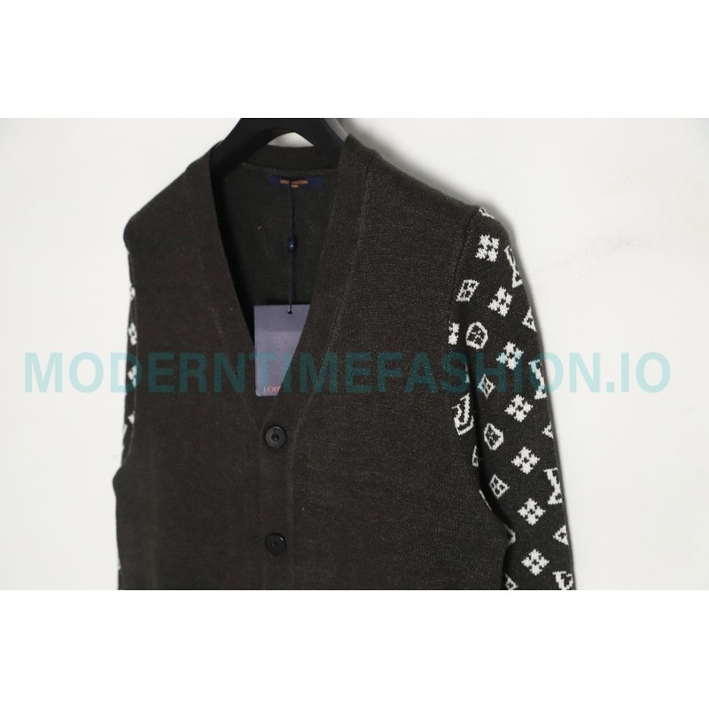 Louis Vuitton - 23FW Monogram Jacquard Single-breasted Long-sleeved Sweater Cardigan