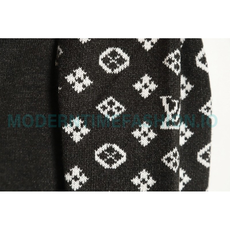 Louis Vuitton - 23FW Monogram Jacquard Single-breasted Long-sleeved Sweater Cardigan