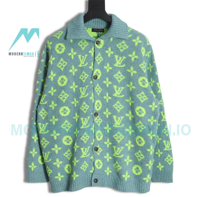 Louis Vuitton - 23ss Full Printed Green Flower Cardigan Sweater