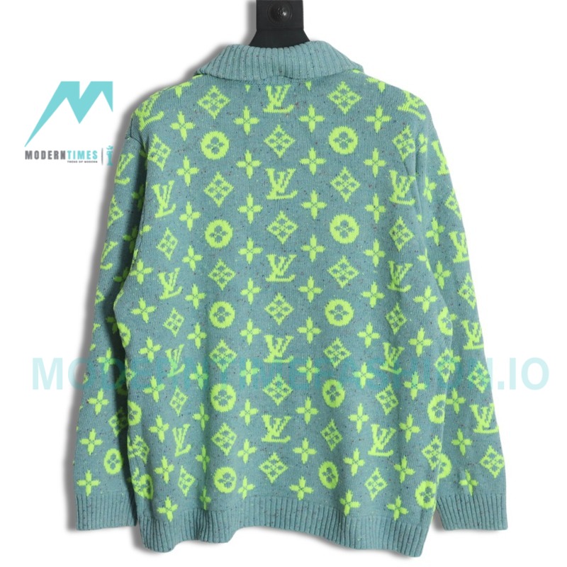 Louis Vuitton - 23ss Full Printed Green Flower Cardigan Sweater