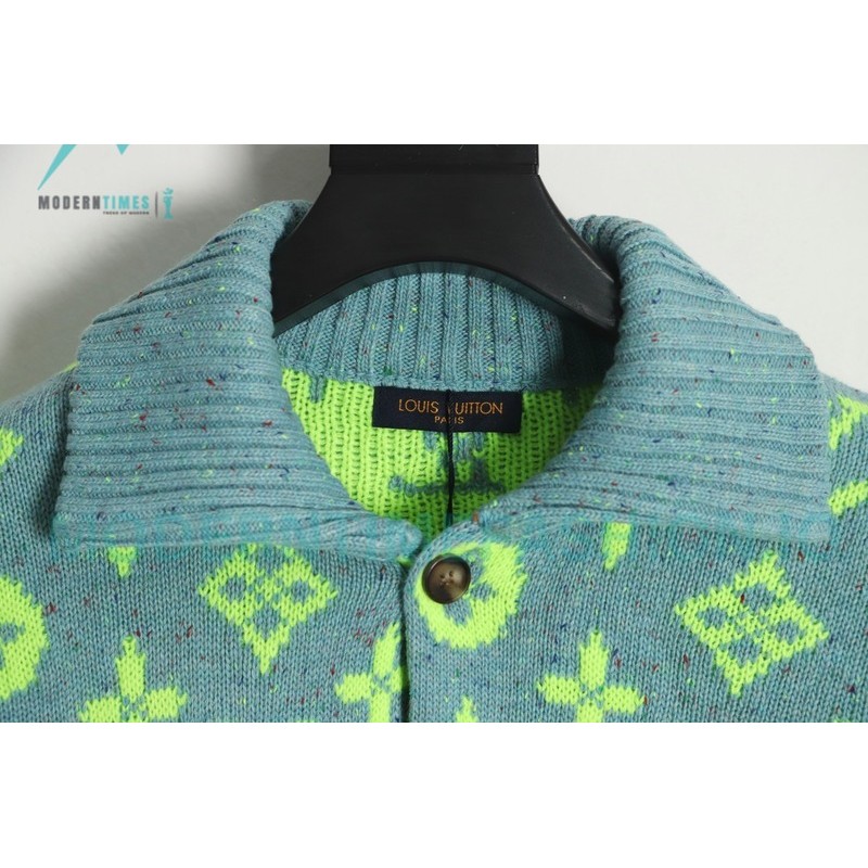 Louis Vuitton - 23ss Full Printed Green Flower Cardigan Sweater