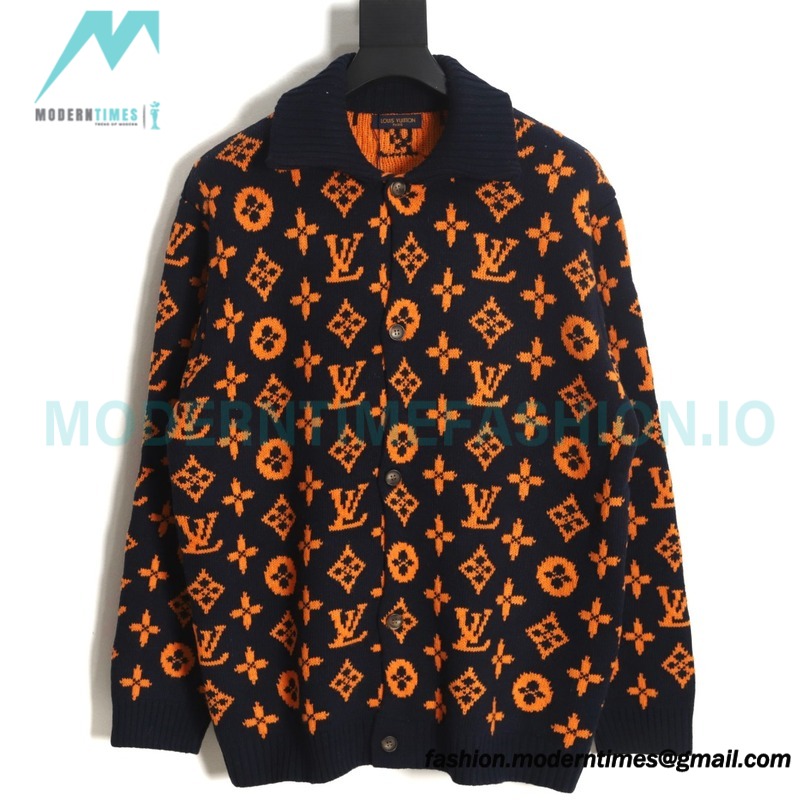  Louis Vuitton - 23ss Printed Black And Orange Cardigan Sweater