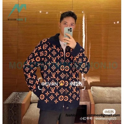  Louis Vuitton - 23ss Printed Black And Orange Cardigan Sweater