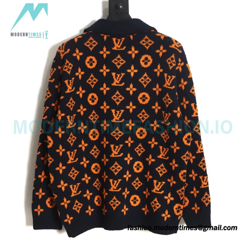  Louis Vuitton - 23ss Printed Black And Orange Cardigan Sweater