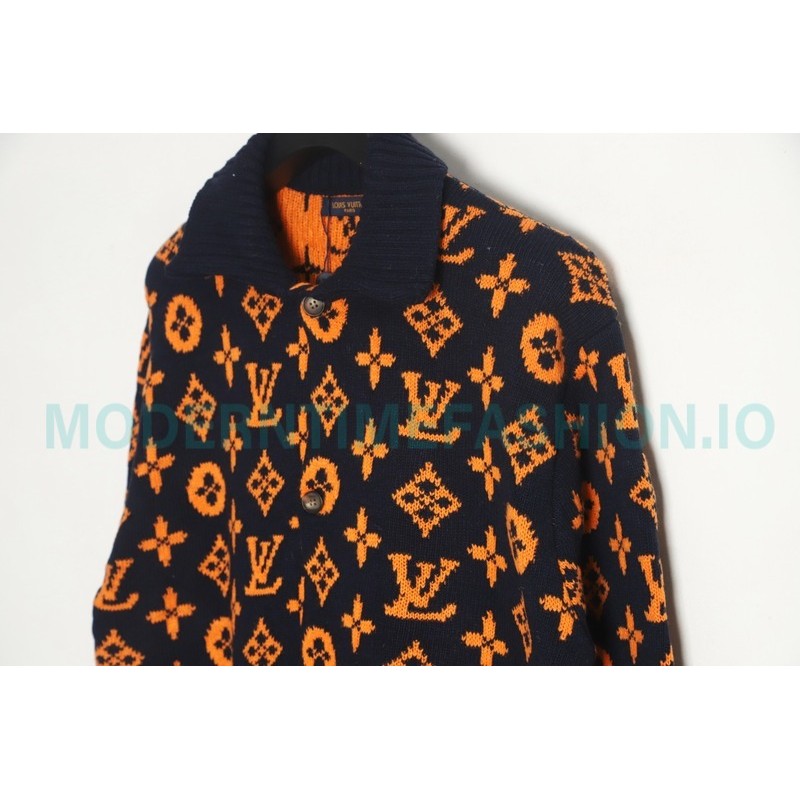  Louis Vuitton - 23ss Printed Black And Orange Cardigan Sweater