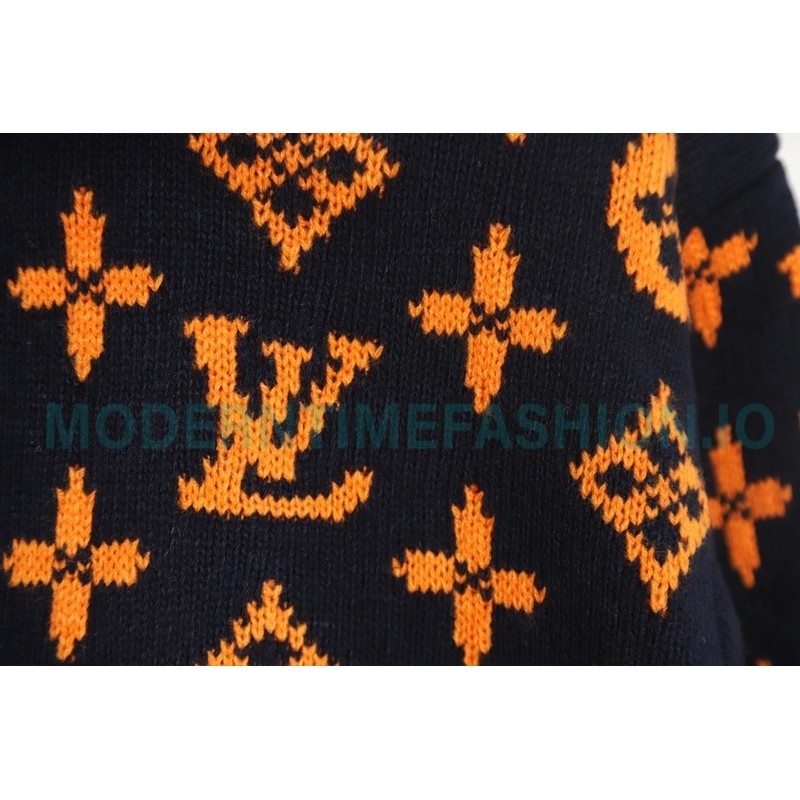  Louis Vuitton - 23ss Printed Black And Orange Cardigan Sweater