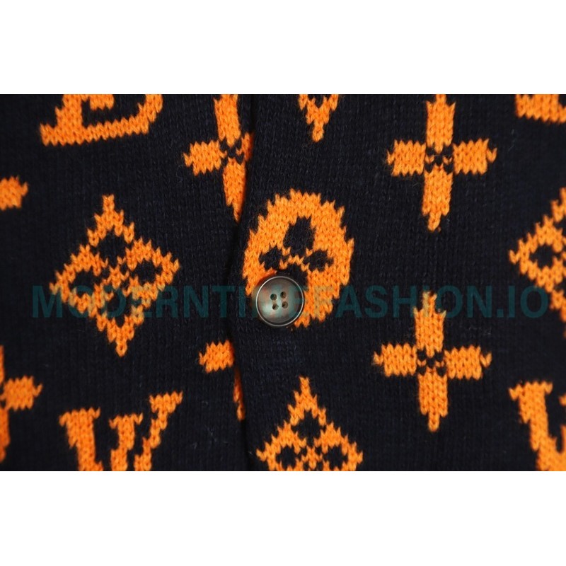  Louis Vuitton - 23ss Printed Black And Orange Cardigan Sweater