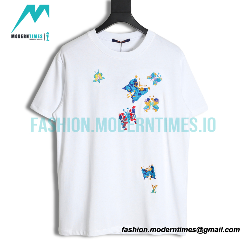 Louis Vuitton - 23ss Butterfly Pattern Embroidered Short Sleeve T-shirt