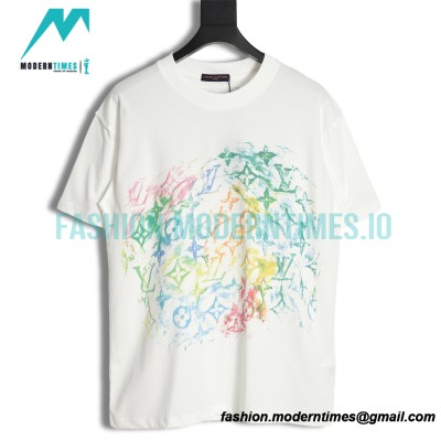 Louis Vuitton - Colorful Crayon Doodle Colorful Print Short Sleeve T-shirt