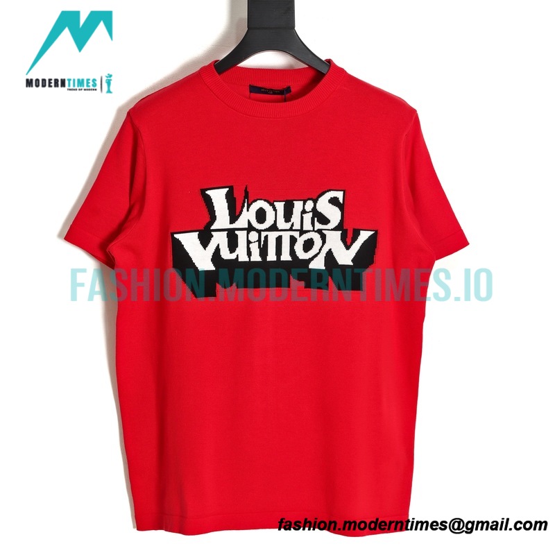 Louis Vuitton - Letter Jacquard Knitted Short Sleeve