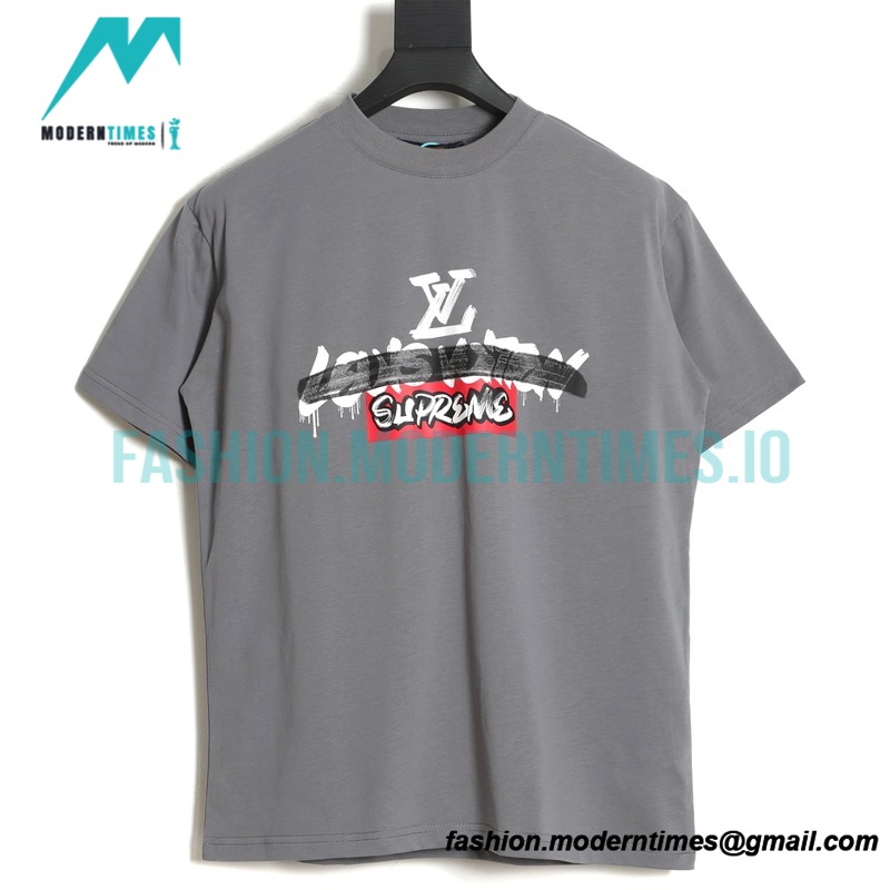 Louis vuitton - Supreme 2023 Co-branded Graffiti Print Crewneck Short Sleeve T-shirt