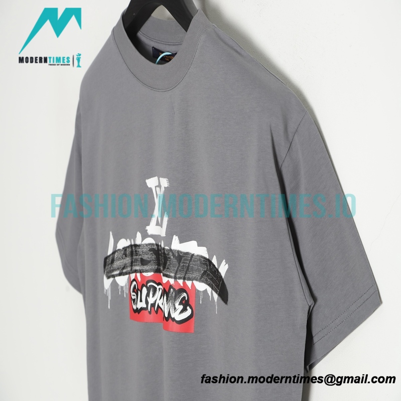 Louis vuitton - Supreme 2023 Co-branded Graffiti Print Crewneck Short Sleeve T-shirt