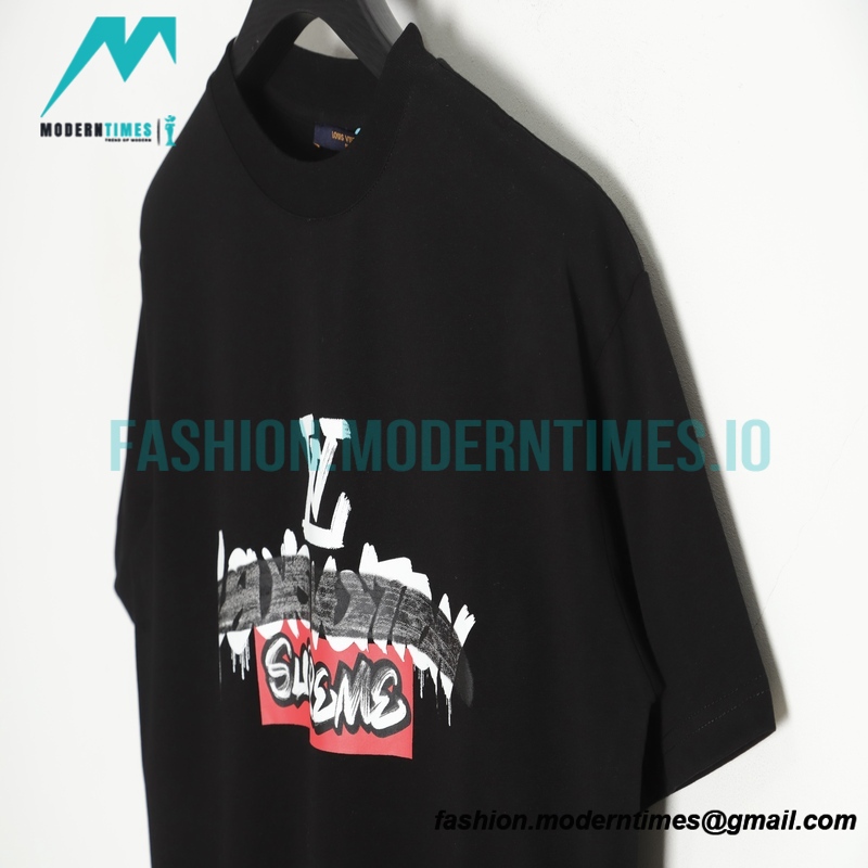 Louis vuitton - Supreme 2023 Co-branded Graffiti Print Crewneck Short Sleeve T-shirt
