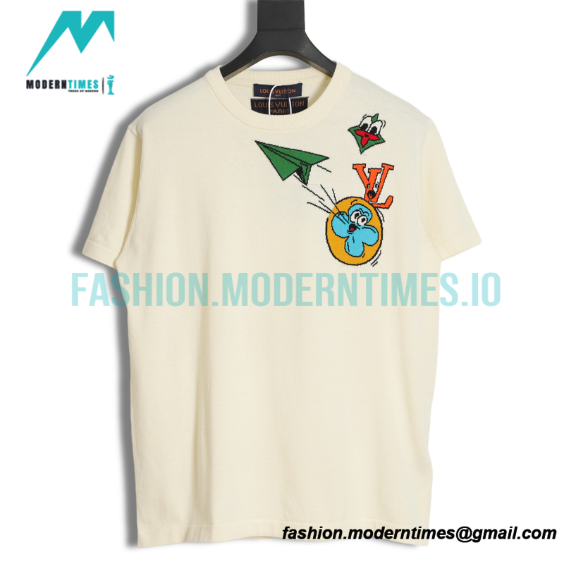 Louis Vuitton - Knit Short Sleeve T-shirt With A Small Airplane Pattern