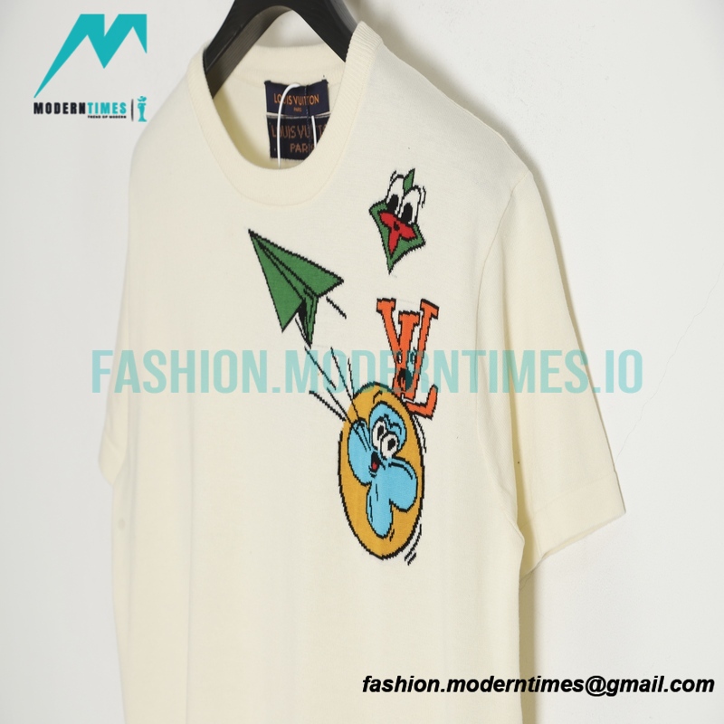 Louis Vuitton - Knit Short Sleeve T-shirt With A Small Airplane Pattern