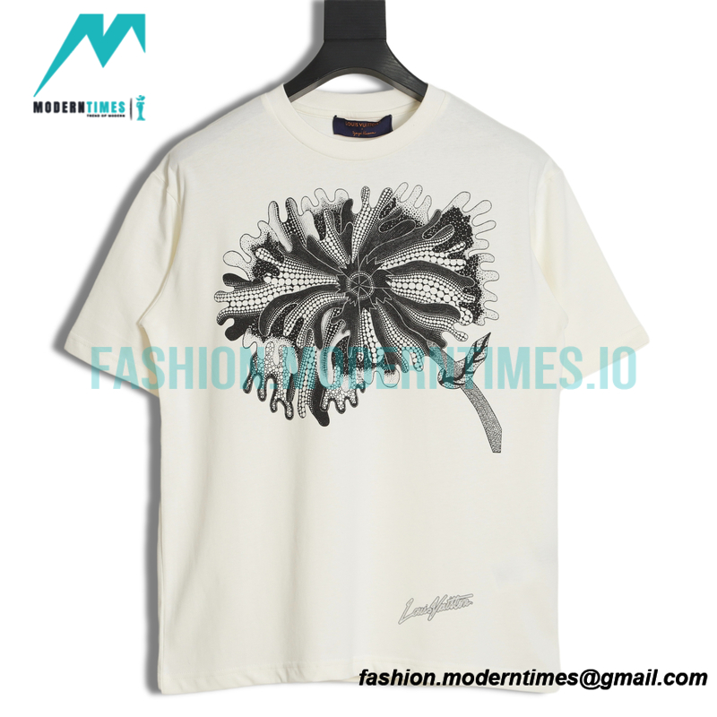 Louis Vuitton - 23SS Black Floral Short-sleeved T-shirt