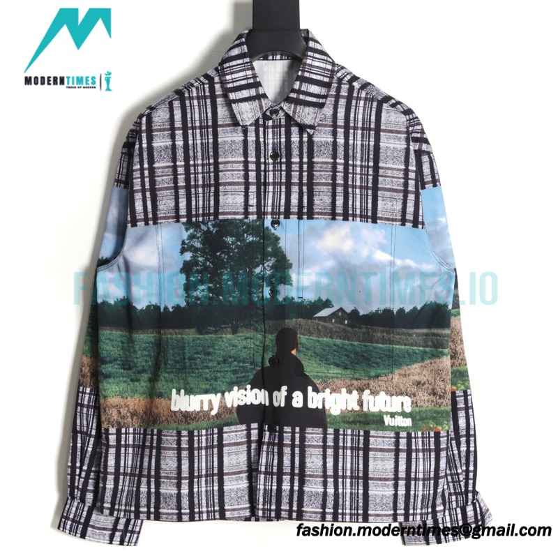 Louis Vuitton - 23FW Landscape Check Long-sleeved Shirt