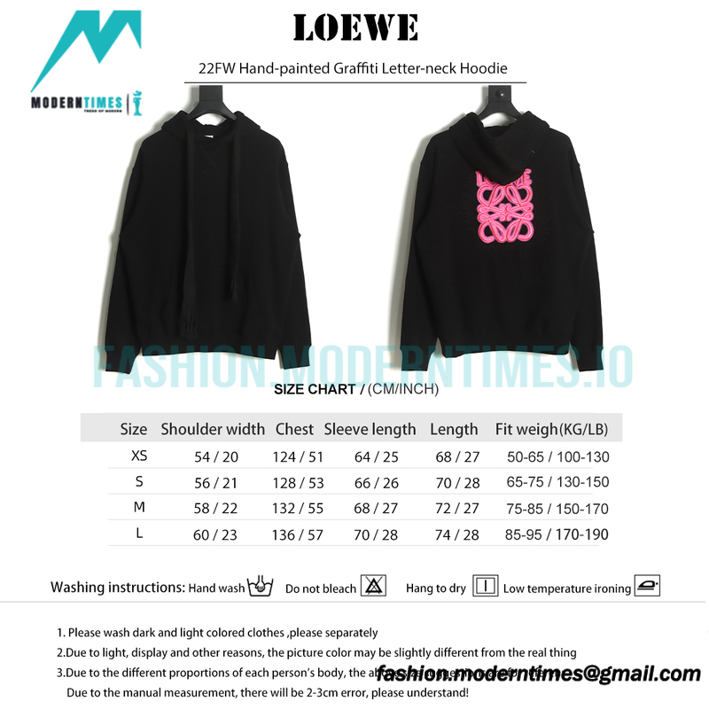 Loewe - 22FW Hand-painted Graffiti Letter-neck Hoodie