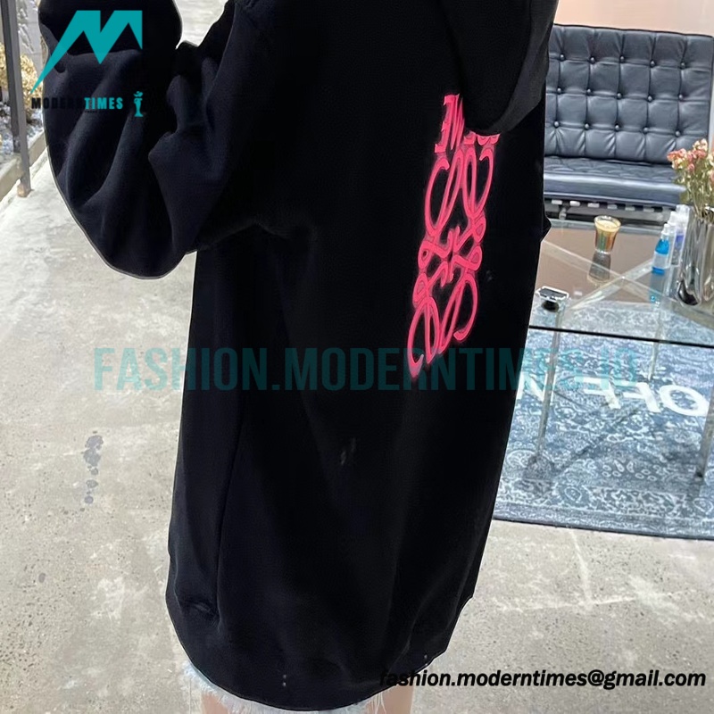 Loewe - 22FW Hand-painted Graffiti Letter-neck Hoodie
