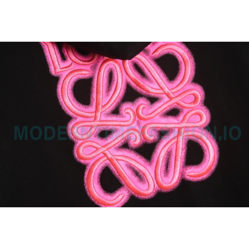 Loewe - 22SS Phosphor Embroidery Black Powder Four-leaf Clover Hoodie