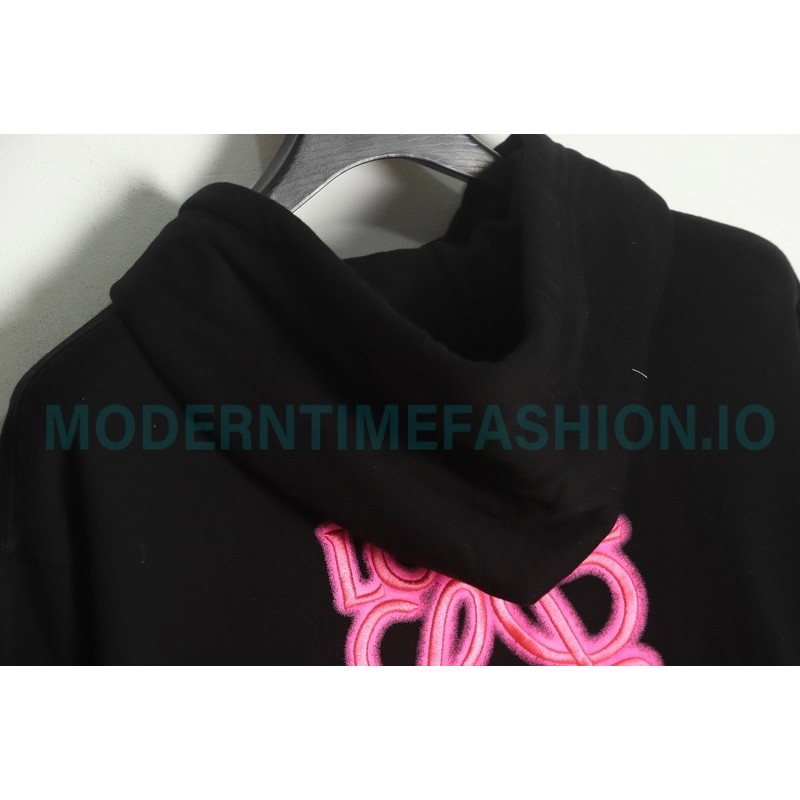 Loewe - 22SS Phosphor Embroidery Black Powder Four-leaf Clover Hoodie