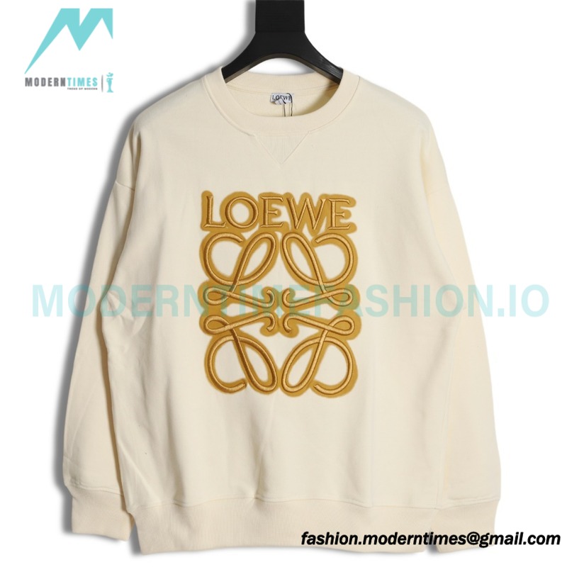 Loewe - Four-leaf Clover Letter Embroidered Round Neck Hoodie