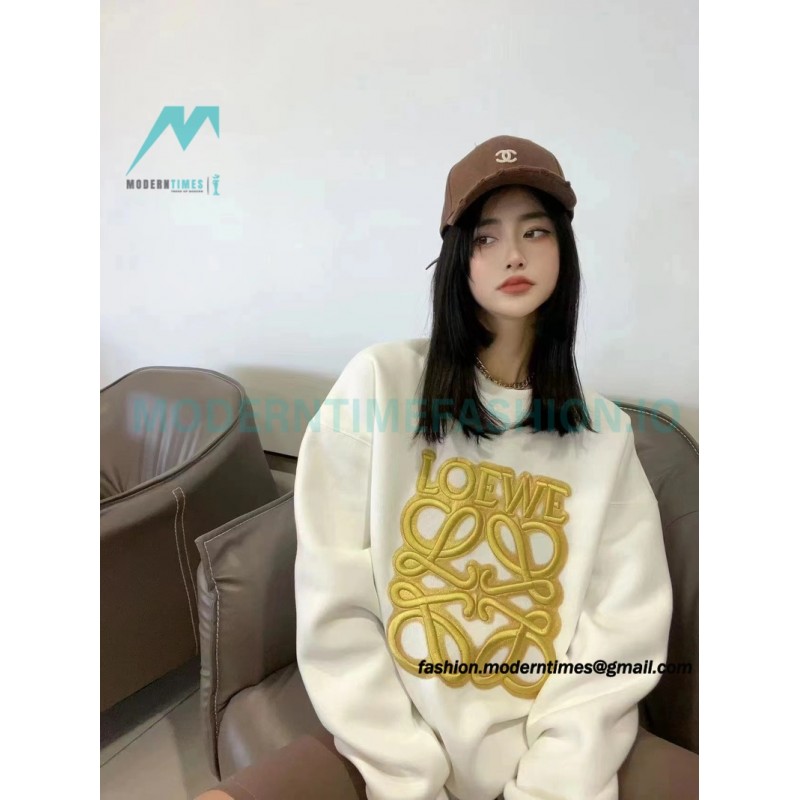Loewe - Four-leaf Clover Letter Embroidered Round Neck Hoodie