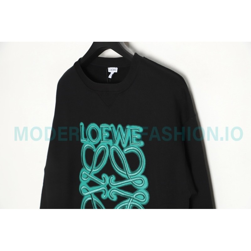 Loewe - Four-leaf Clover Letter Embroidered Round Neck Hoodie