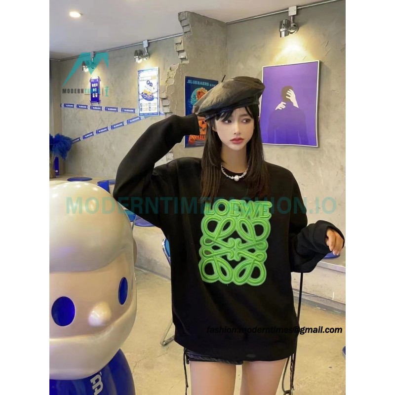 Loewe - Four-leaf Clover Letter Embroidered Round Neck Hoodie