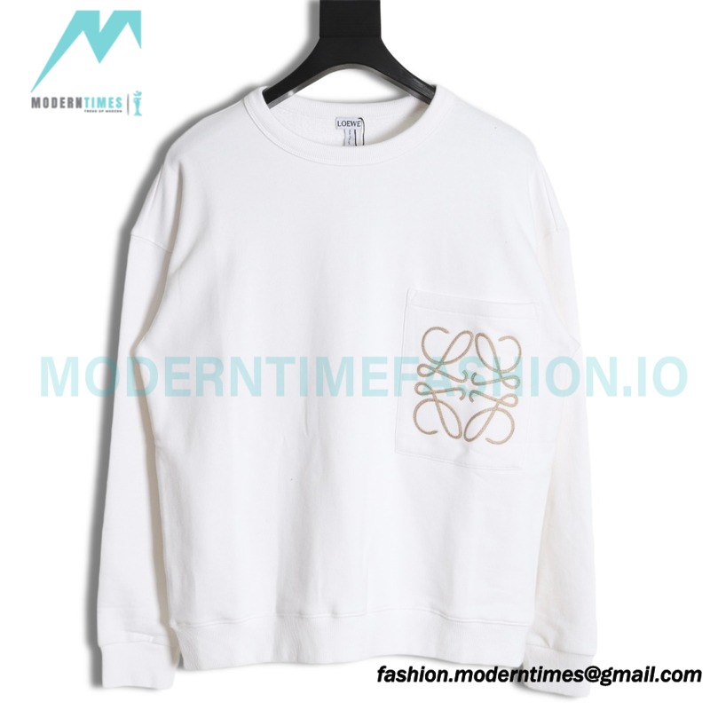 Loewe - 23Fw Pocket Embroidered Crew Neck Hoodie