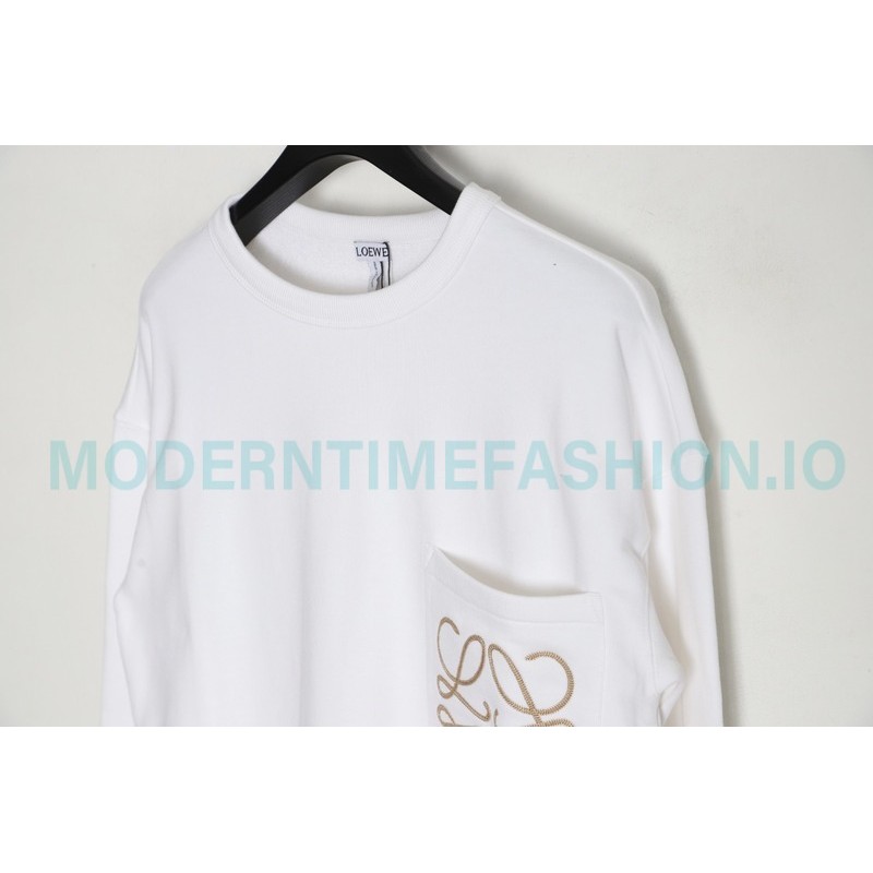Loewe - 23Fw Pocket Embroidered Crew Neck Hoodie