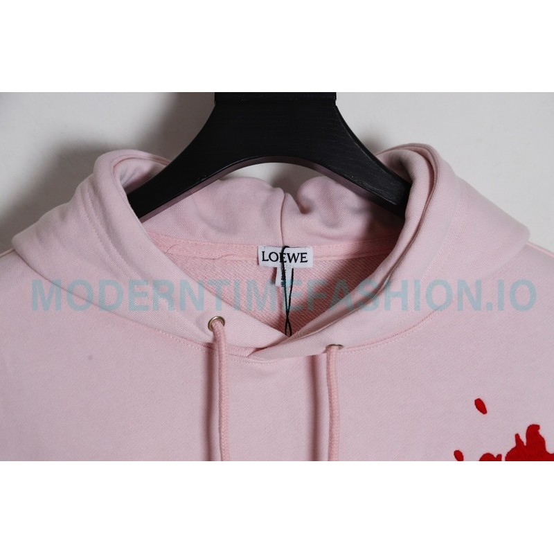 Loewe - 23FW Flame Embroidered Leather Pocket Hoodie