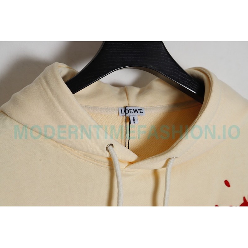 Loewe - 23FW Flame Embroidered Leather Pocket Hoodie