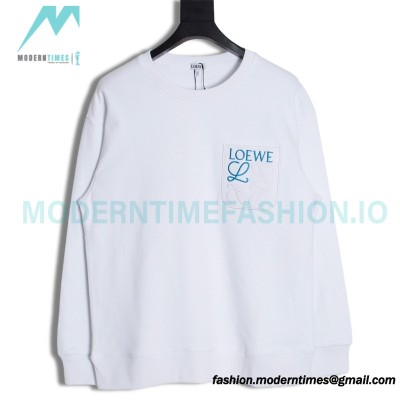 Loewe - Pocket Logo Three-dimensional Color Contrast Embroidered Crewneck Hoodie