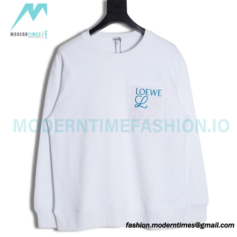 Loewe - Pocket Logo Three-dimensional Color Contrast Embroidered Crewneck Hoodie