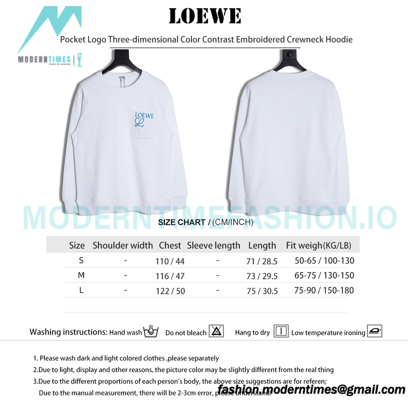 Loewe - Pocket Logo Three-dimensional Color Contrast Embroidered Crewneck Hoodie