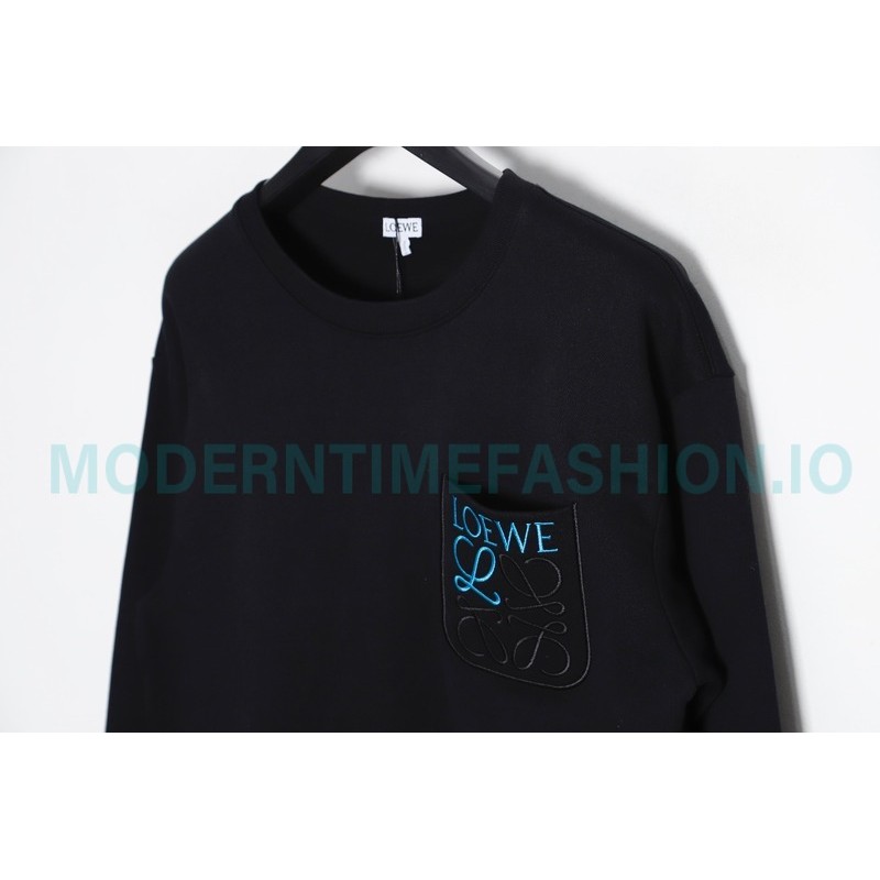 Loewe - Pocket Logo Three-dimensional Color Contrast Embroidered Crewneck Hoodie