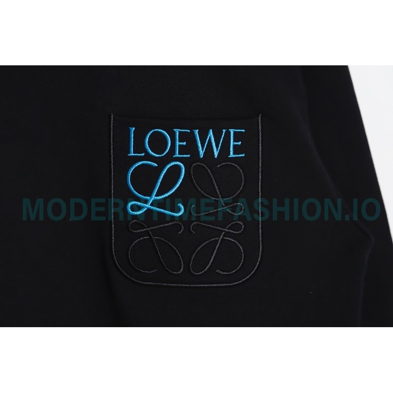 Loewe - Pocket Logo Three-dimensional Color Contrast Embroidered Crewneck Hoodie