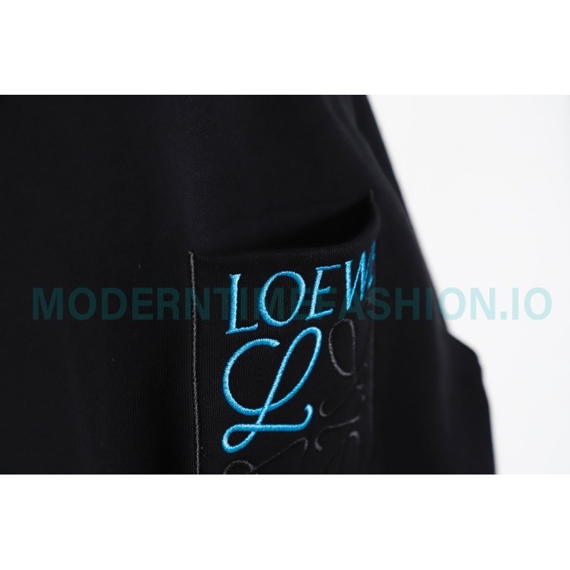 Loewe - Pocket Logo Three-dimensional Color Contrast Embroidered Crewneck Hoodie