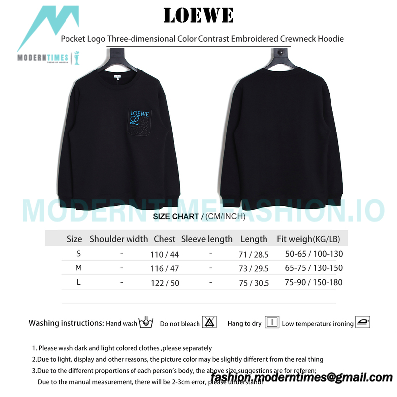 Loewe - Pocket Logo Three-dimensional Color Contrast Embroidered Crewneck Hoodie