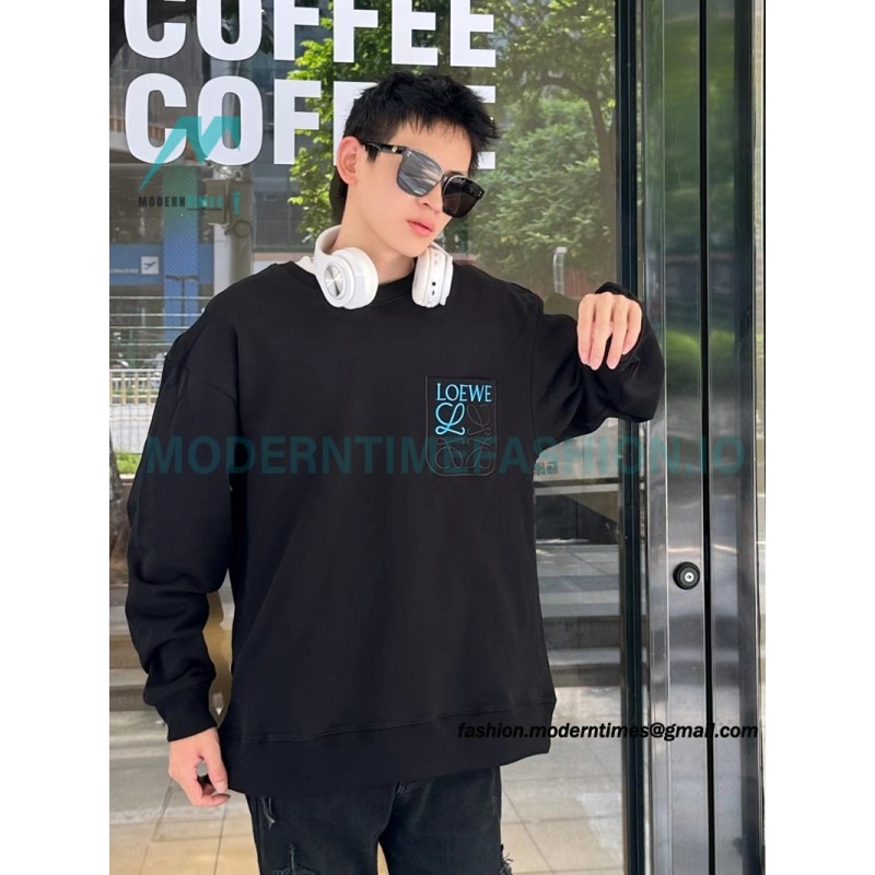 Loewe - Pocket Logo Three-dimensional Color Contrast Embroidered Crewneck Hoodie