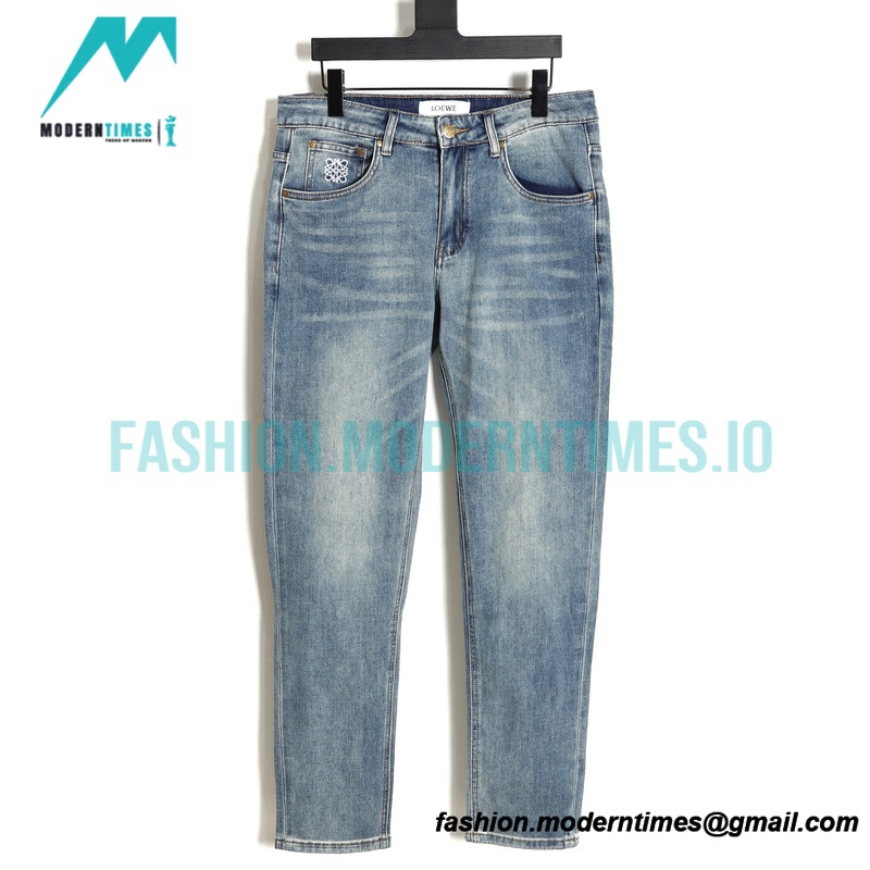 Loewe - Flower Bird Embroidered Logo Jeans